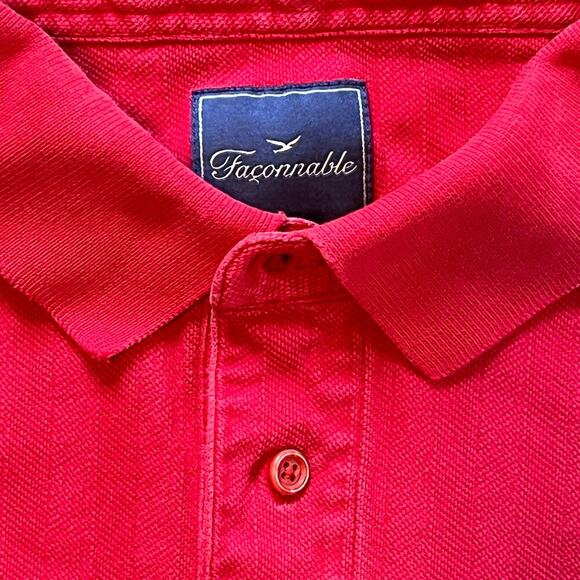 Faconnable Men's Red Polo.100% Cotton, Emblem Embroidered on Chest.  Size XL - Picture 6 of 6